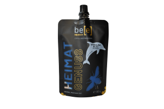 Spirulina blau im Honig Delfin Edition Spendenhonig für Franz Delfintherapie 2026 Charity beesqueeze Honig im praktischen Quetschbeutel