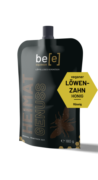 Löwenzahnhonig vegan beesqueeze Honigalternative rein pflanzlich flüssig im praktischen Quetschbeutel
