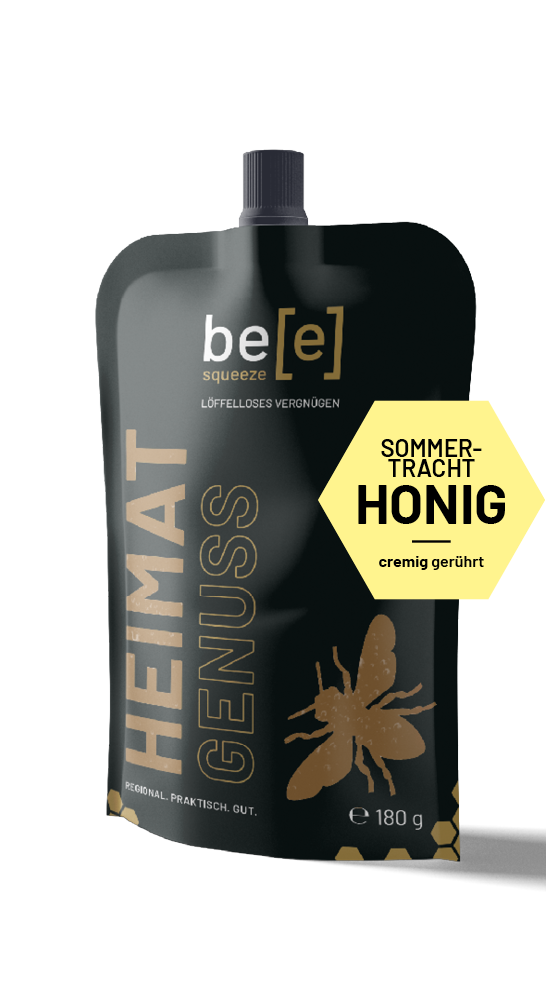 Einzelbeutel Sommertracht Honig gerührt beesqueeze regionaler Imkerhonig im Quetschbeutel